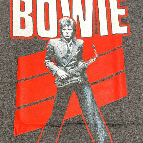 David Bowie Gray "Saxophone" NOS Adult XL T-Shirt - Picture 2 of 6